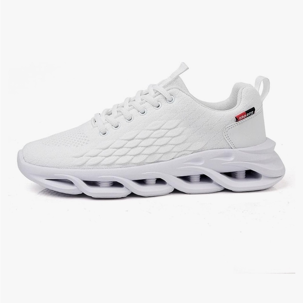 White Athletic Sneakers with Unique Sole